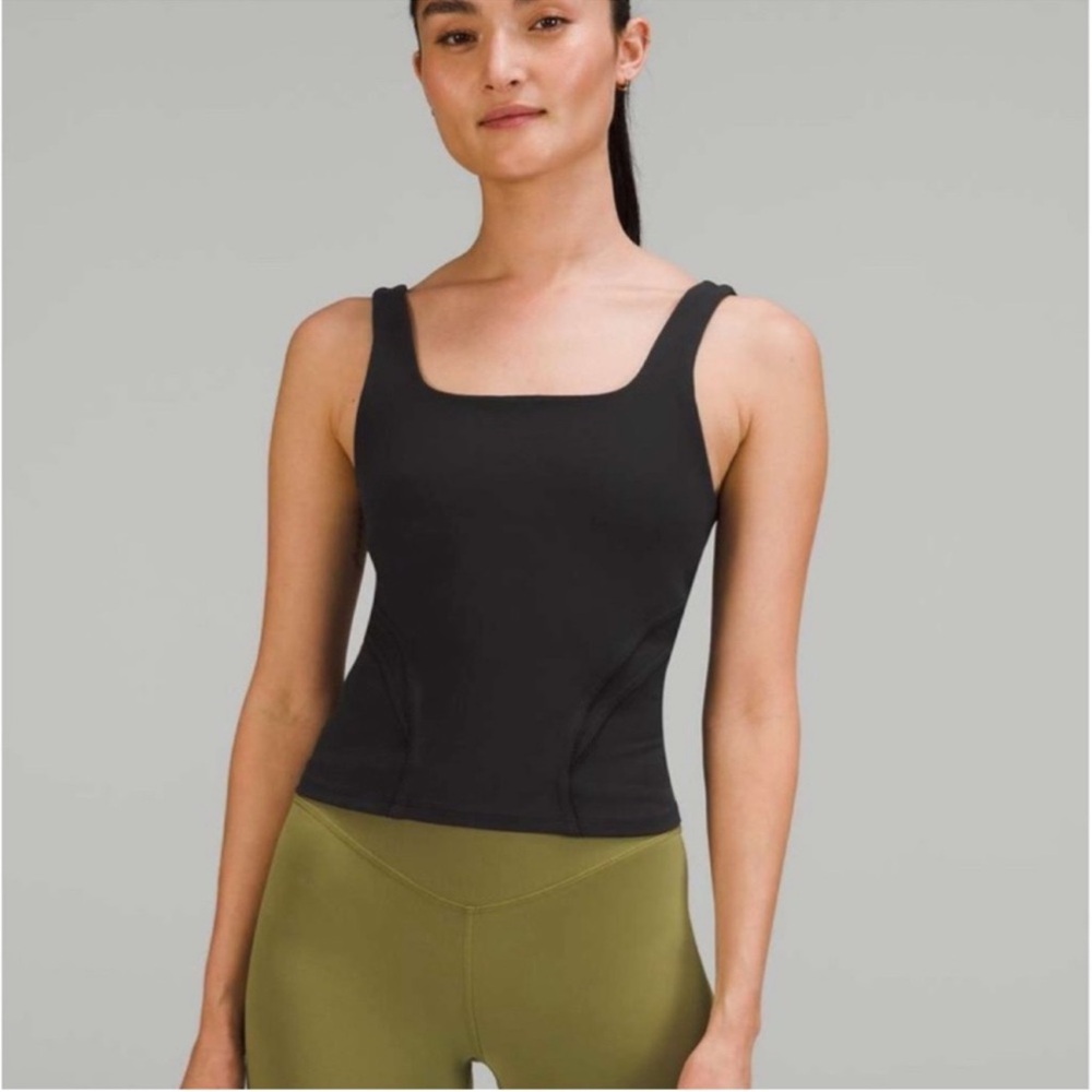 Lululemon Nulu and Mesh-Back Shelf-Bra Yoga Tank Top Black size 8 Like New - Picture 4 of 11